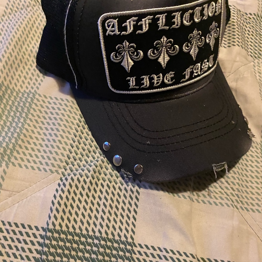 Affliction Black and Silver Gothic Hat